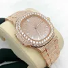 Moissanite Yellow Gold Iced Out Watch A1001 مع VVS Moissanite Diamond Hip Hop Cuban Watch