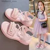 Sandálias meninas sandálias crianças verão pérola plana moda princesa sapatos de praia 2023 novas meninas sandálias tamanho 3-12 anos q240328