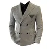 Houndstooth Blazer Hombre Vêtements de luxe coréens Double boutonnage Blazers Vestes pour hommes Busin Casual Slim Fit Costume Manteaux 3XL o8Ke #