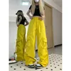 Y2K Cargo Pantalons Femmes Streetwear Surdimensionné Pantalon de survêtement à jambes larges Harajuku Grandes poches Joggers Bf Taille haute Baggy Pantalon de sport 95dG #