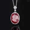 Pendants Vintage 925 Solid Silver 15 20mm Ruby Sapphire Gemstone Pendant Necklaces For Women Wedding Party Fine Jewelry Female Gifts
