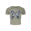 Women's T Shirts Slim-fit Short Blouse Female Summer Butterfly Top Functional Style Girl American Sleeve Feminist Clothes For Women