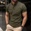 2024 Summer fourbutton Menshortsleeved Tshirt Casual Men solid color Breathable Polo shirt S2XL 240320