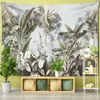 Tapestries Rainforest Mural Tapestry Green Palm Plant Landscape Art Hippie Boho Wall Hanging Room Decor