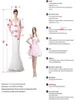 Вечерние платья, винтажное вечернее платье с вырезом лодочкой, розовые аппликации, трапециевидное платье невесты, классическое свадебное платье длиной до пола, Vestidos De Novia