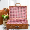 Baskets Manual Imitation Rattan Suitcase Birthday Decoration Girl Woven Lock Picnic Basket