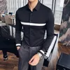 Herfst Lg Mouwen Slim Fit Casual Busin Formele Dr Shirts Ribb Decorati Sociale Party Office Shirts Mannen Kleding b8gX #