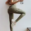 Women Fitn Leggings Fi Multi-Pocket Design Elastic Push Up Yoga Leggings High midje Solid Color Slim Sport Gym Pants 745Q#