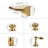 Bathroom Sink Faucets Torayvino 3 Pcs Bathtub Faucet Golden Plated Basin Deck Mounted Double Handle Waterfall Spout Mixer Tap
