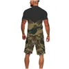 Mens Tracksuits Custom Logo 2 Piece Set Summer For Men Camouflage Short Sleeve Suit Patchwork Casual Breathable Sportswear Male Drop D Otq0Y