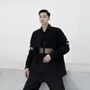 Chemises décontractées pour hommes Mode Style noir foncé Transparent Mesh Splicing Chemise Niche Lâche Manches longues Hommes Tops Vêtements masculins