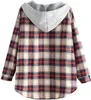 ZAFUL Women's Plaid Fleece Lined Hooded Jacket Button Up Oversized Fuzzy Coat Checkered Flannel Hoodie Jacket