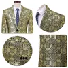 Shenrun Men Blazers Gold Floral Wzór Slim Casual Sucible Kurtka Pracy Piosenkarzy Gospodarz Perkusista Blazer Costume Plus Size Q8RG#