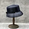 Basker japansk designer mode garn fedoras damer bow dekoration elegant stråhatt retro casual kvinnlig konkav tak hink