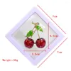 Brooches AINAMEISI 2024 Boxed Women's Brooch Red Enamel Cherry Fruit Wedding Casual Party Pin Gift