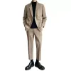 Automne Hiver Laine Hommes Double Boutonnage Slim Fit Costumes Occasionnels Ensembles Blazer Pantalon Mâle Coréen Streetwear Bureau Fi Veste Pantalon 04HW #