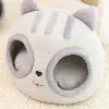 Mats Warm Cat Head Shaped Pet Cat Dog Bed Removable Cushion Winter Kitten Cushion Indoor Pet House Kitty Shape Puppy House Durable