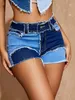 Y2K Women Fi Slant Pocket ColorBlock Raw Trim Straight Denim Shorts Summer Street mångsidiga Jean Shorts Mujer H7ZN#