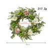 Decorative Flowers Artificial Green Eucalyptus Wreath Lifelike Welcome Sign Garland Front Door For Patio Wall Living Room Porch Holiday