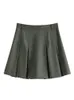 fsle College Style A-LINE Skirts Pleated Design High Waist Women Above-Knee Length Skirt Solid Twill Women Summer Mini Skirt v50i#