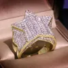 Grande bague pentagramme en pierre de Zircon scintillante, style Hip Hop, étoile, pour femmes et hommes, bijoux à la mode, bague de fiançailles de mariage, nouvelle collection 2020, 269w