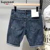 Mannen Jeans Supzoo 2023 Nieuwe Hot Selling Fashion Print Zomer Rits Flystone Wassen Casual Katoenen Jeans Heren Shorts J240328