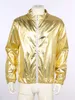 mens Metallic Shiny Jacket Fi Zipper Lg Sleeve Sweatshirt Outwear for Music Festival Club Dance Party Stage Performance F5eK#