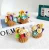 Decorative Flowers Hand Knitting Potted Plants Hand-woven Rose Sunflower Tulip Crochet Flower Auto Interior Accessories Car Decoration