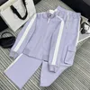 Women's Two Piece Pants designer brand Early Spring New Loe Contrasting Embroidered Stand Up Collar Top Paired with Work Clothes Straight Leg Casual Suit for Women 0JB