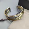 Bracelarie kablowe luksusowe okrągłe bransoletka bransoletka biżuteria Kobieta mankiet Row Głowa z logo kolor Bransoletka Bransoletka 925 srebrne srebrne złoto plisowane złoto