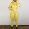 осень-зима женский повседневный спортивный костюм с карманом-кенгуру комплект с капюшоном с рукавами Lg + брюки на кулиске женские комплекты из двух предметов p3Ty #