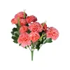 Fleurs décoratives pour les étrangers 10 Head Artificial Silk Fowers Carnation Bunch Wedding Home Decorations Réception à l'intérieur