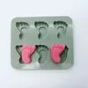Bakning Mögel 6 Baby Feet Silicone Mold 3D Chocolate Jelly Ice Tray Soap Cake Decorating Tools Dusch Birthday Supply