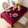 Nappe de table en velours avec pompon, couverture carrée et ronde pour salle à manger, décoration rectangulaire pour fête de mariage