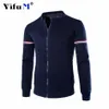 Personnalisé Votre Marque Logo Hommes Veste Automne Lg Manches Slim Fit Casual Sport Zip Extérieur Tops Manteau Noir Blanc Bleu Marine Vêtements d4QH #