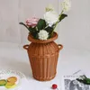 Vase Imitation Rattan Vase Flower Basket Wicker Holder Woven Creative Plastic Container装飾