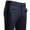 Pantalon de costume pour hommes, extensible, intelligent, décontracté, avec poches, couleur unie, droit, portable, pleine longueur, travail à domicile, noir, Dr, V67Q #