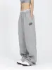 qweek Y2K Vintage Star pantalons de survêtement femmes Harajuku rétro Streetwear Patchwork Jogger pantalon surdimensionné Hip Hop gris sport pantalon 536z #