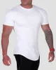 Hommes Fitn Entraînement Skinny T-shirt à manches courtes Homme Bodybuilding Sport Tee-shirt Tops Été Vêtements de sport Gym Cott t-shirt Q1qv #