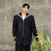 Herren Navy Kragen Reißverschluss Lose Beiläufige Vintage Anzug Blazer Jacke Männlich Net Celebrity Streetwear Blazer Mantel Oberbekleidung I7c8 #