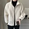 Winter Polar Fleece Mannelijke Jas Voor Mannen Effen Kleur Losse Warme Fi Streetwear-stijl Man Luxe Jas Fleeced kleding 09vY #
