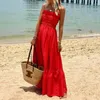 Casual Dresses Women Elegant Corset Bohemian Dress Y2K Chic Cloth Cloth Sexy Axless Off Shoulder High midje Ruffle Semester Long