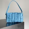 Miroir qualité concepteur brique cassette sac femmes sacs à bandoulière 100% agneau bleu blanc fermeture éclair poche dame petit sac à main avec boîte