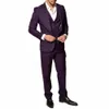 stevditg Smart Casual Pruple 3 шт. Куртка Брюки Жилет Slim Fit Мужские костюмы Однобортный формальный костюм с лацканами o4UO #