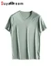 Suyadream Mens Solid Tee Cotton Cotton Silk Blend Plain oネック半袖居心地の良いTシャツ夏シンプルシックトップホワイトブラック240319