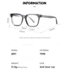 TR90 Blue Light Blocking Mens Square Glasses Radiation Protection Eyeglasse Transparent Fashion Eyewear 240322