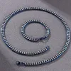 Kettingen 8MM Cubaanse Link Kinketting Armband Set Voor Mannen Gouden Blauw Roestvrij Staal Heren Kettingen Armbanden Man Ac268K