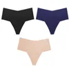 Women's Panties BZEL 3PCS/Set High Waist Seamless Thongs Silk Satin Female Underwear Sexy Lingerie V-Cut Cozy G-Strings