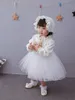 Sukienka dla dzieci księżniczka Długie rękawe sukienka Born Born Kid Girl Ubranie koronkowe suknie piłkarskie tutu sukienki chrzest 240319