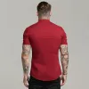 Nowe przybysze Summer Man krótkie koszulę Solid Fitn Męskie stojak kołnierz Super Slim Fit Busin Dr Shirt Butt Gym Tops R1A7#